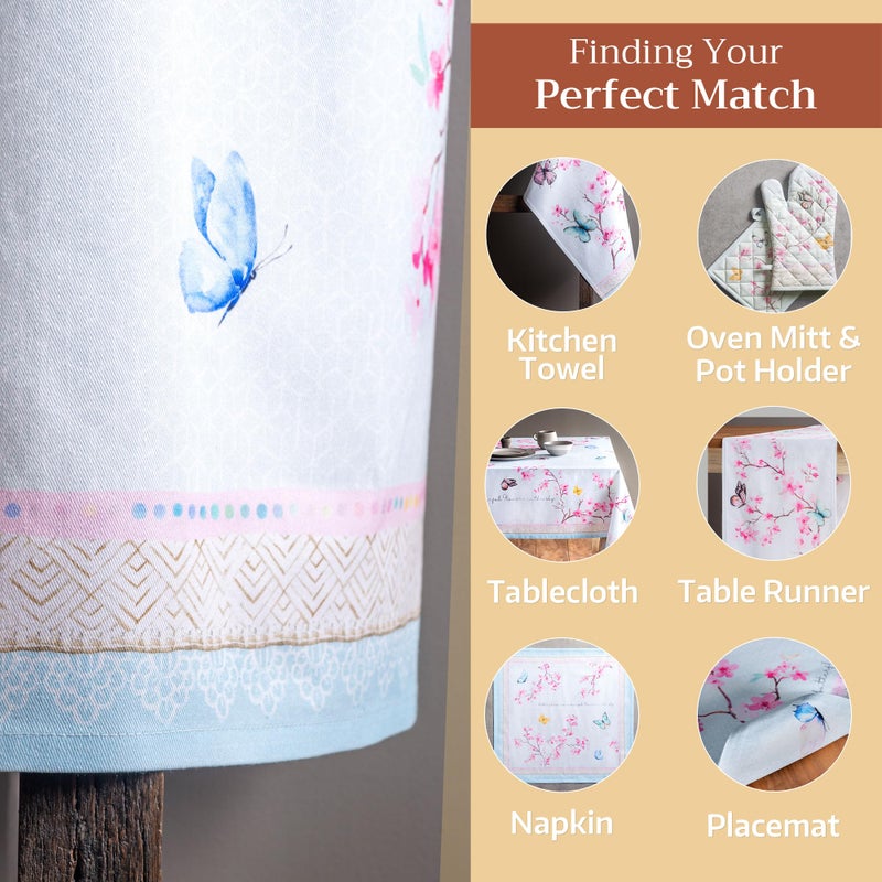 Maison d' Hermine Apron for women with Pocket 100% Cotton 27.50"x31.50" 1 Piece Adjustable Neck Strap & long ties Apron Men, Chef, Wedding, Cooking, Gardening Spring/Summer (Blossoms In Spring) - Image 5